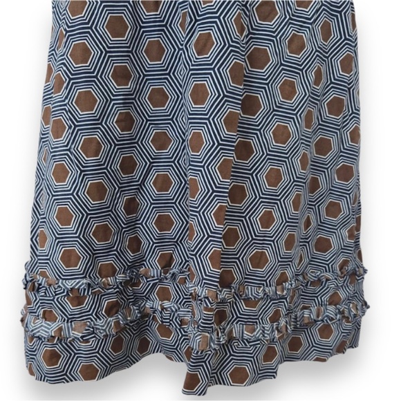 Stunning Tory Burch Sleeveless Designer Dress - Brown & Navy Geometric Print 10 - Picture 3 of 4